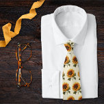 Sunflower Wedding Rustic with Cream Background Tie<br><div class="desc">This tie is featured in our Sunflower Wedding Forest Green and Gold Collection. We have a few neck tie options to match this collection perfectly. Great for the groom, groomsmen or best man, a perfect choice for couples seeking a rustic, country touch. The vibrant sunflowers symbolize joy, happiness and blossoming...</div>