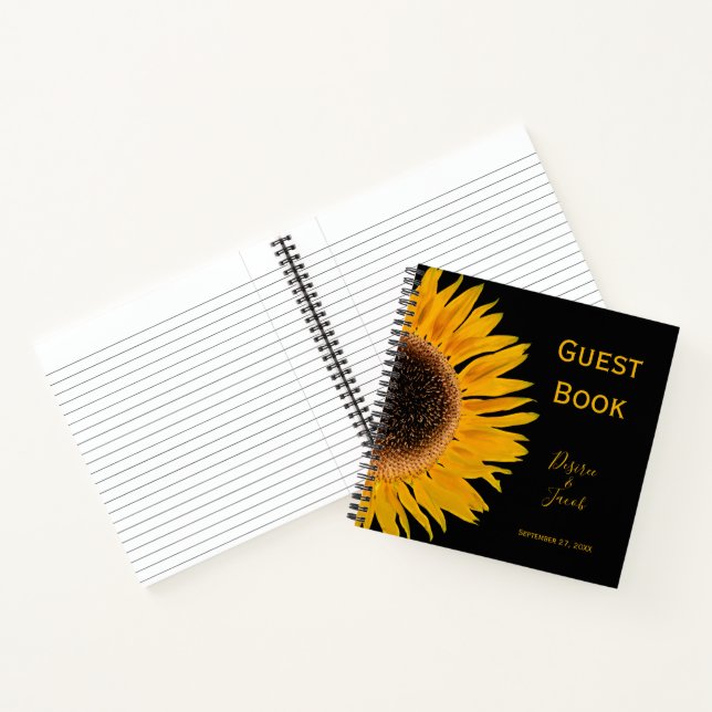 Sunflower Wedding Rustic Yellow Black Country  Notebook (Inside)