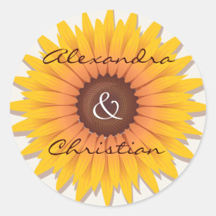 Sunflower Wedding Save The Date Announcement Classic Round Sticker