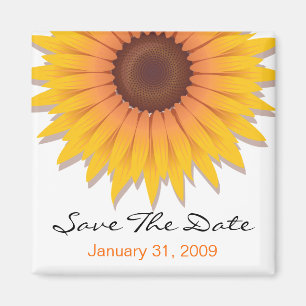 Sunflower Wedding Save The Date Announcement Magnet