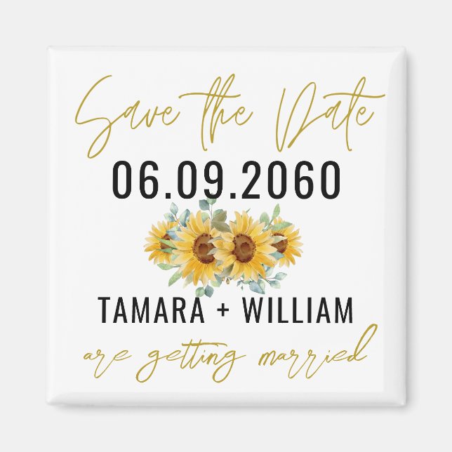 Sunflower Wedding Save The Date No Photo     Magnet (Front)