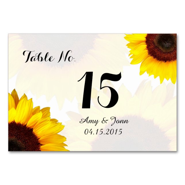 Sunflower wedding table numbers sunflwr3 (Front)
