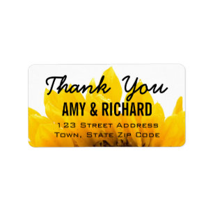 Sunflower Wedding Thank You Address Label