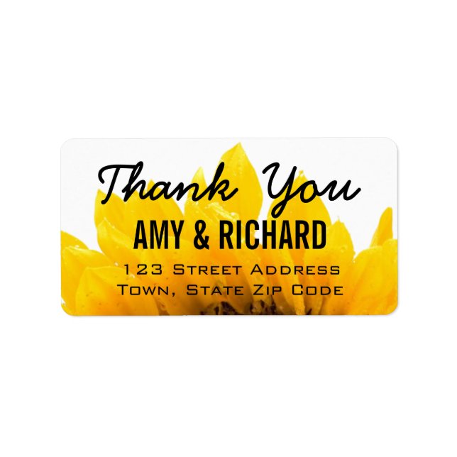 Sunflower Wedding Thank You Address Label (Front)