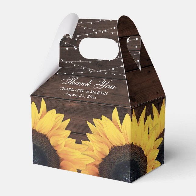 Sunflower Wedding Thank You Favor Box (Front Side)