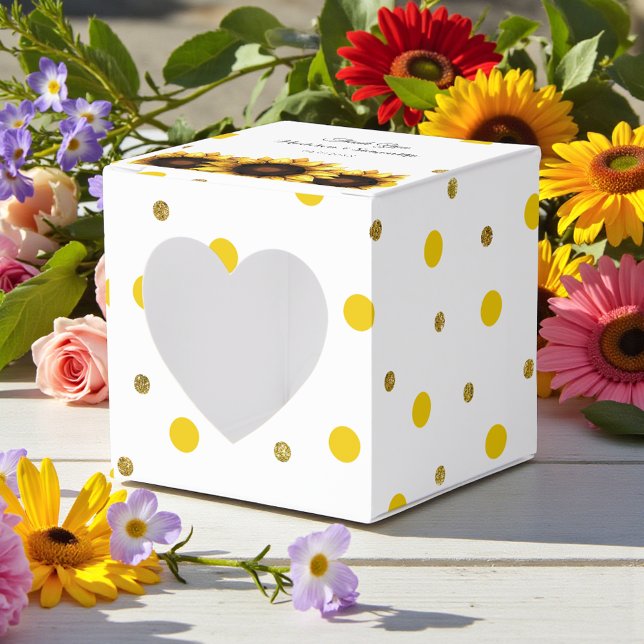 Sunflower Wedding Thank You Yellow Chic Favor Box (Creator Uploaded)