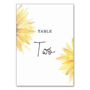 Sunflower wedding Two table number