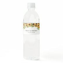 Sunflower Wedding Wedding Water Bottle Label