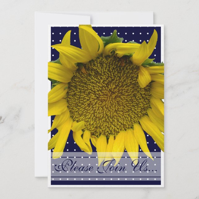 Sunflower Wedding with dots Invitation (Front)