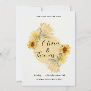 sunflower weeding card invitation modern
