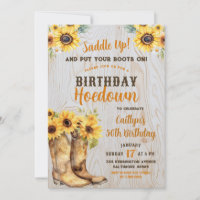 Sunflower Western Hoedown Rustic Birthday Cowgirl