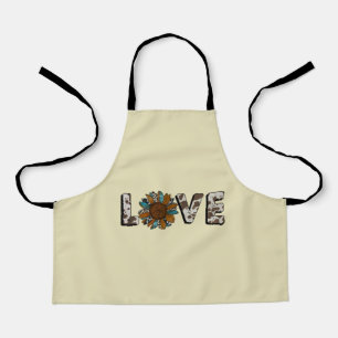 Sunflower Western Love Boho Summer Animal Print Apron