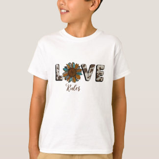 Sunflower Western Love Boho Summer Animal Print T-Shirt