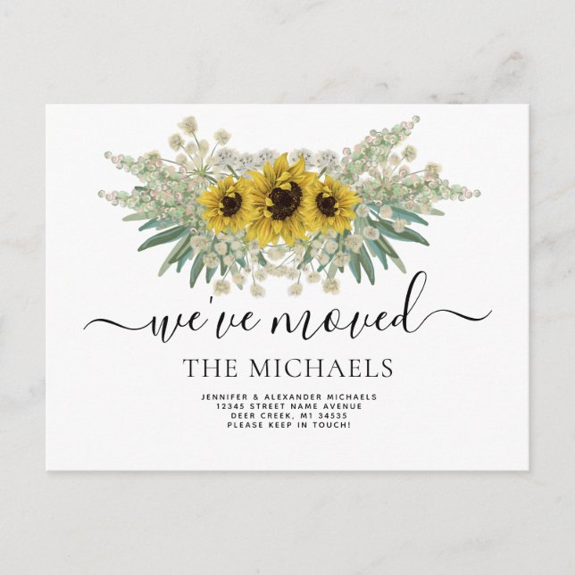Sunflower We've Moved Change of Address Announcement Postcard (Front)