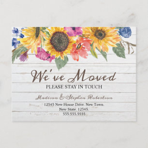 Sunflower We've Moved Change of Address Postcard