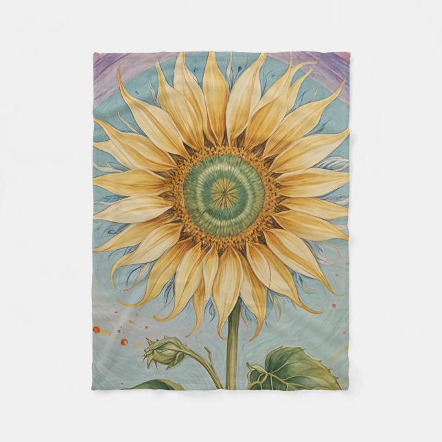 Sunflower Whimsy Fleece Blanket (Front)
