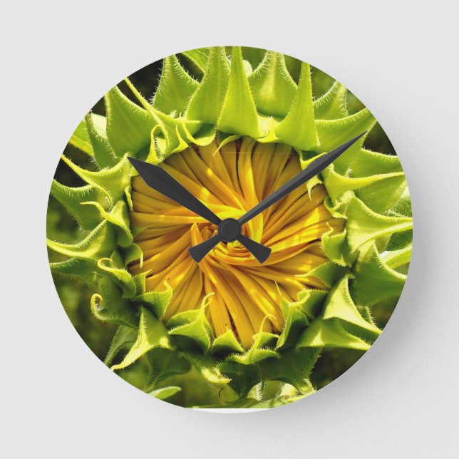 Sunflower Whirl Round Clock (Front)
