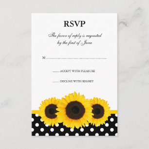 Sunflower White and Black Polka Dot Response Card