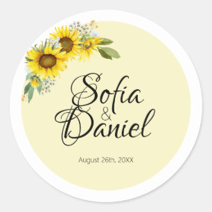 Sunflower white daisy arch elegant classic round sticker