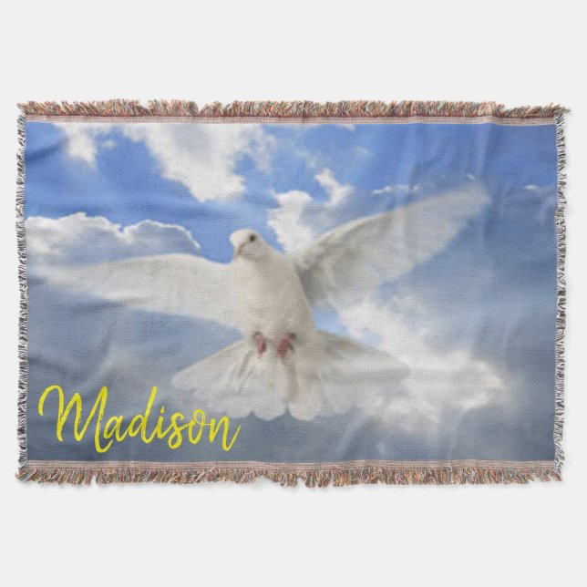 Sunflower White Dove Throw Blanket (Front)