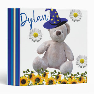 Sunflower White Teddy Bear Avery Binder