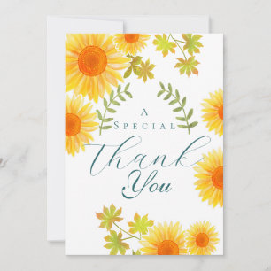 Sunflower White Thank You Card