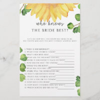 Sunflower Who knows the bride best game