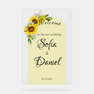 Sunflower wildflower yellow arch elegant acrylic sign