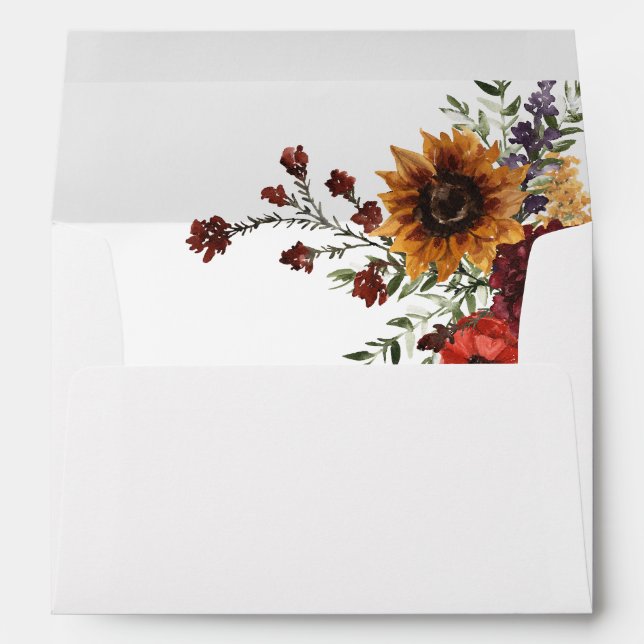 Sunflower & Wildflowers Floral 2 B Envelope (Back (Bottom))