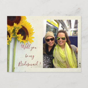 Sunflower Will You Be My Bridesmaid Invitation Postcard