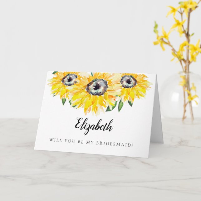 Sunflower Will you be my Bridesmaid Personalized Card (Yellow Flower)
