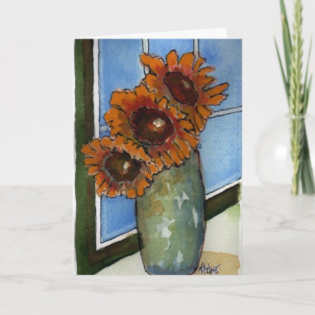 Sunflower Window Greeting Card (Front)
