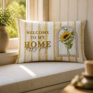 Sunflower Window Welcome Home Happy Place Lumbar Pillow