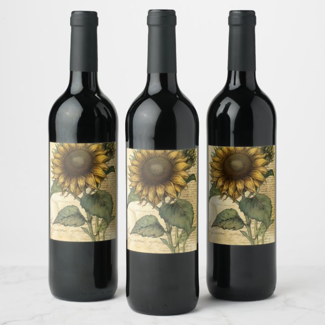 Sunflower Wine Label (Bottles)