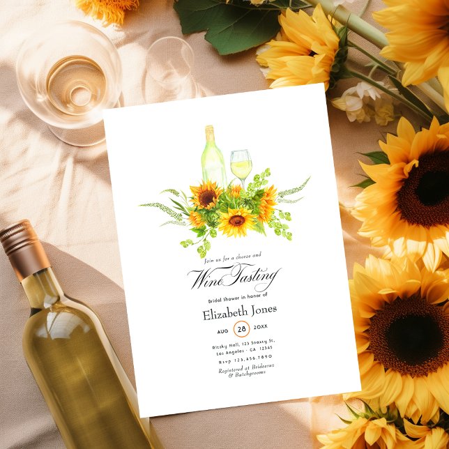 Sunflower Wine Tasting Bridal Shower Invitation (Creator Uploaded)