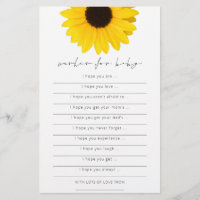 Sunflower Wishes for Baby Shower Game