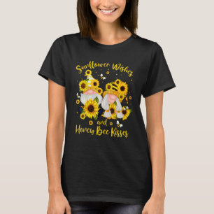 Sunflower Wishes Honey Bee Kisses Gnome Summer Flo T-Shirt