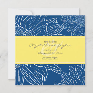 Sunflower with Band Save the Date: Navy Yellow Date