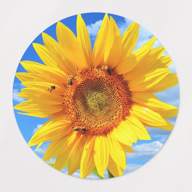 Sunflower with Bees Stickers (Design 1)