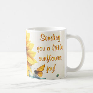 Sunflower with Butterflies with Customizable Text Coffee Mug
