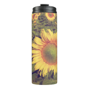 Sunflower with filter effect retro vintage styleag thermal tumbler