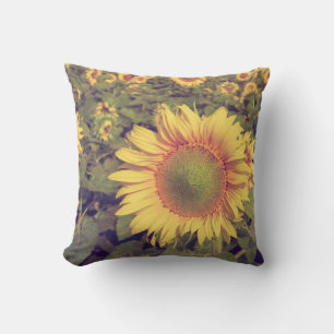 Sunflower with filter effect retro vintage styleag throw pillow