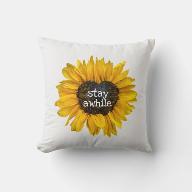 Sunflower with Heart Center Throw Pillow (Front)
