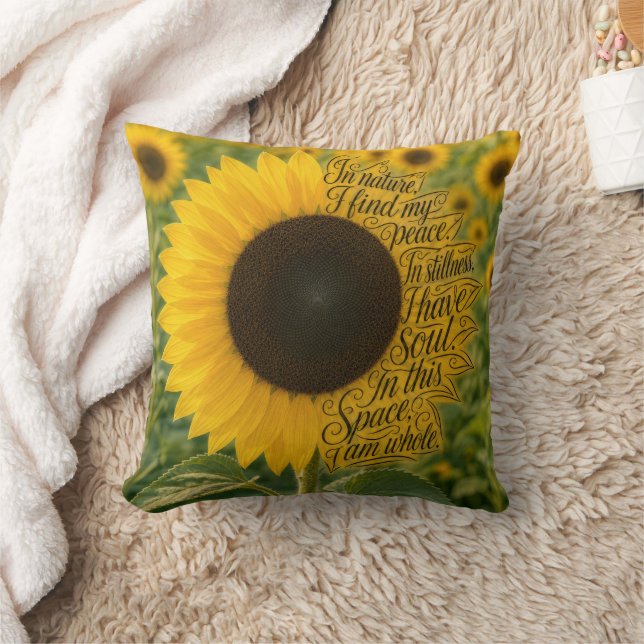 Sunflower with Inspiring Quote Throw Pillow (Blanket)