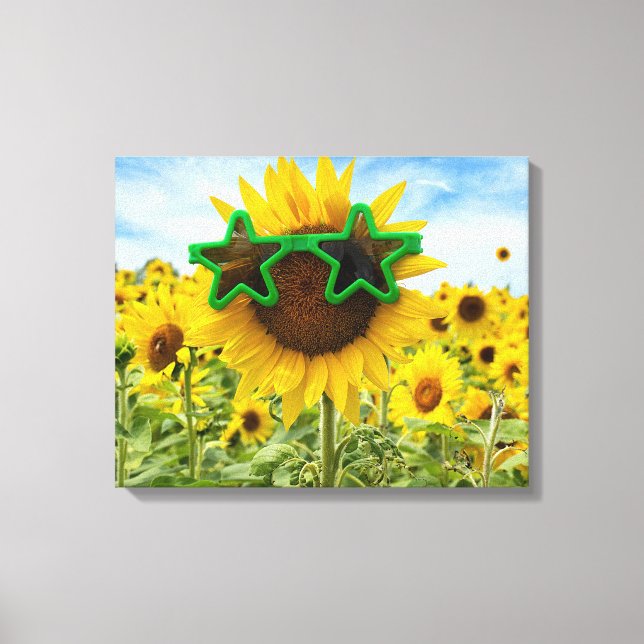 Sunflower With Star Sunglasses Canvas Print (Front)