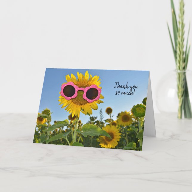 Sunflower with sunglasses for thank you card (Front)