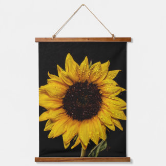 Sunflower With Water Drops Tapestries