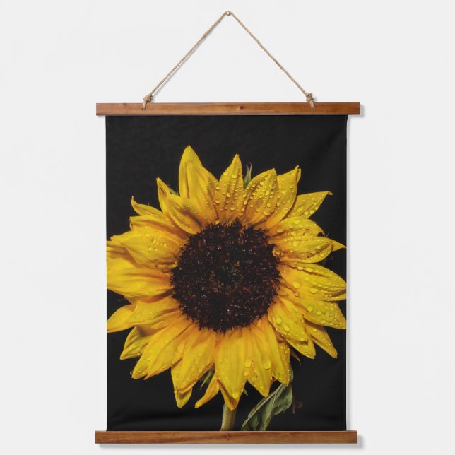 Sunflower With Water Drops Tapestries (Front)
