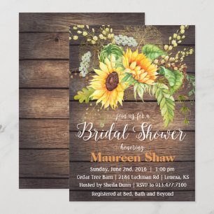 Sunflower Wood Bridal Shower Invitation
