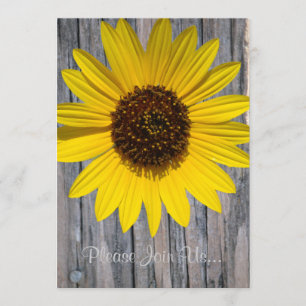 Sunflower Wood Grain Wedding w/verse Invitation